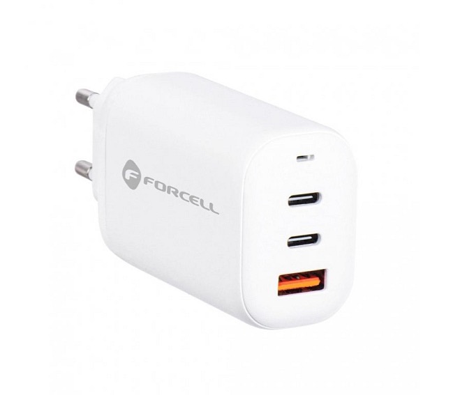 Forcell Nabíjecí adaptér GaN PD+QC 4.0 65W 2x USB-C + 1x USB-A bílý