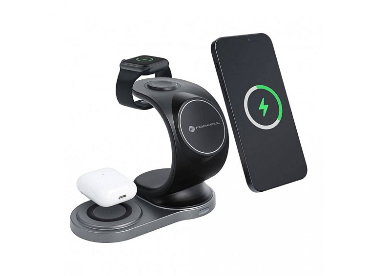 Forcell Bezdrátová nabíječka Sail Mag 3v1 15W černá (kompatibilní s MagSafe)