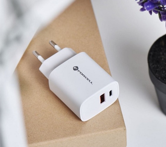 Forcell Nabíjecí adaptér PD+QC 4.0 30W 1x USB-C + 1x USB-A bílý