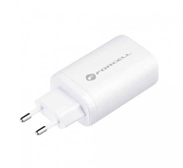 Forcell Nabíjecí adaptér GaN PD+QC 4.0 65W 2x USB-C + 1x USB-A bílý
