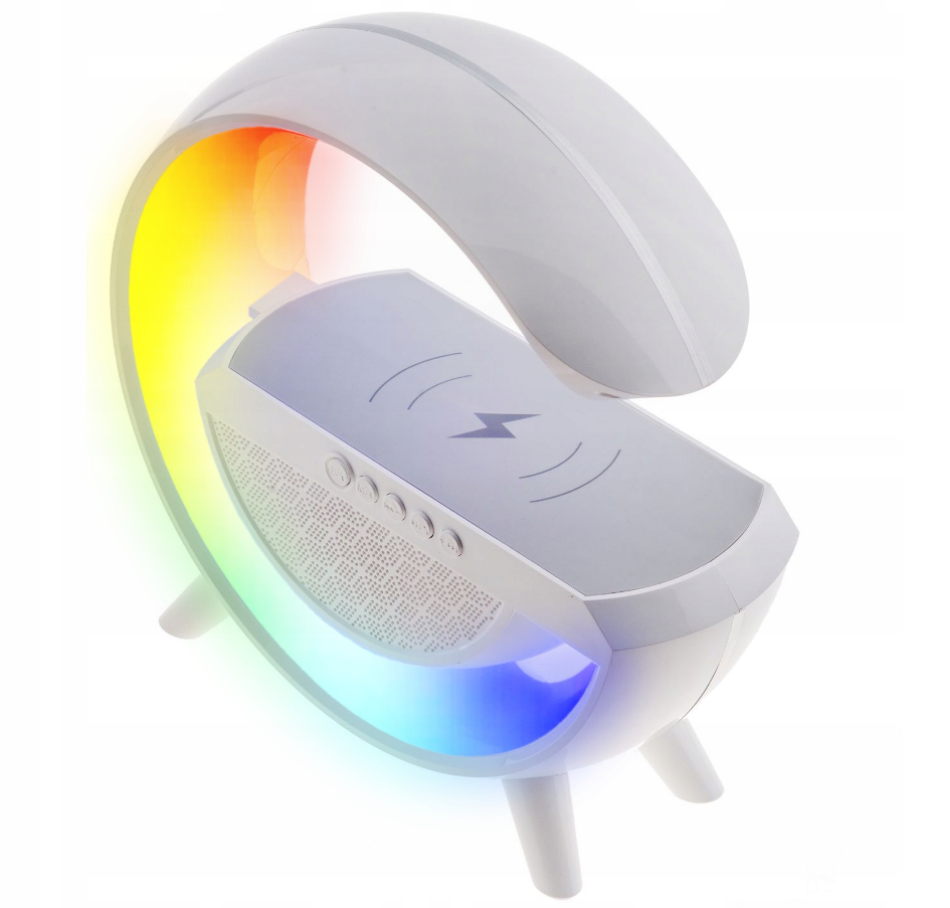 Bluetooth reproduktor s LED lampou a bezdrátovou nabíječkou