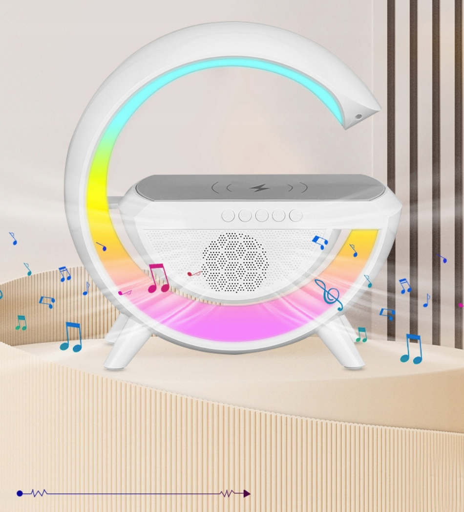 Bluetooth reproduktor s LED lampou a bezdrátovou nabíječkou