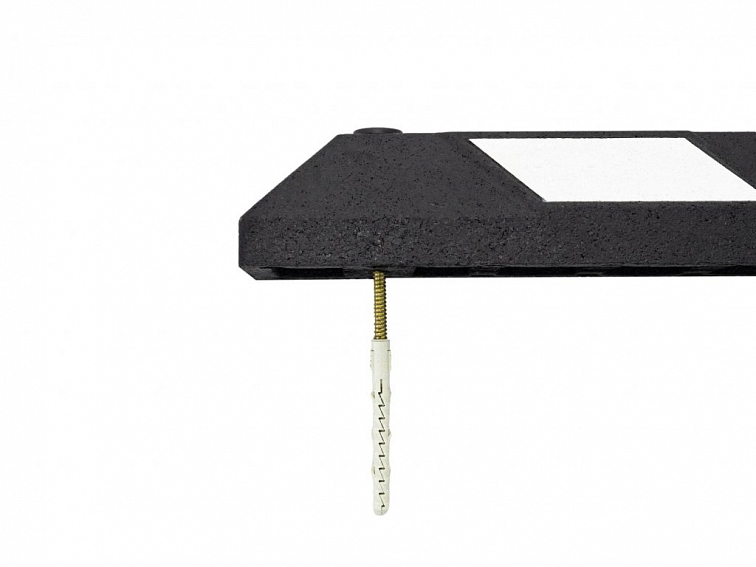 Parkovací doraz, délka 900 mm, gumový, s bílým reflexním polepem