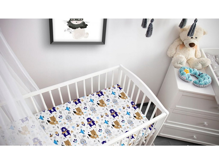Prostěradlo do postýlky bavlněné na gumu 120x60 cm - Boho zvířátka