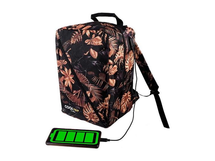 Cestovní batoh SMART 40x25x20 příruční zavazadlo - LEAVES, vzor 01