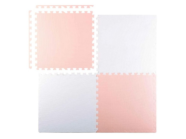 Pěnové puzzle koberec 4 ks 120x120x1,1 cm lososovo-bílý