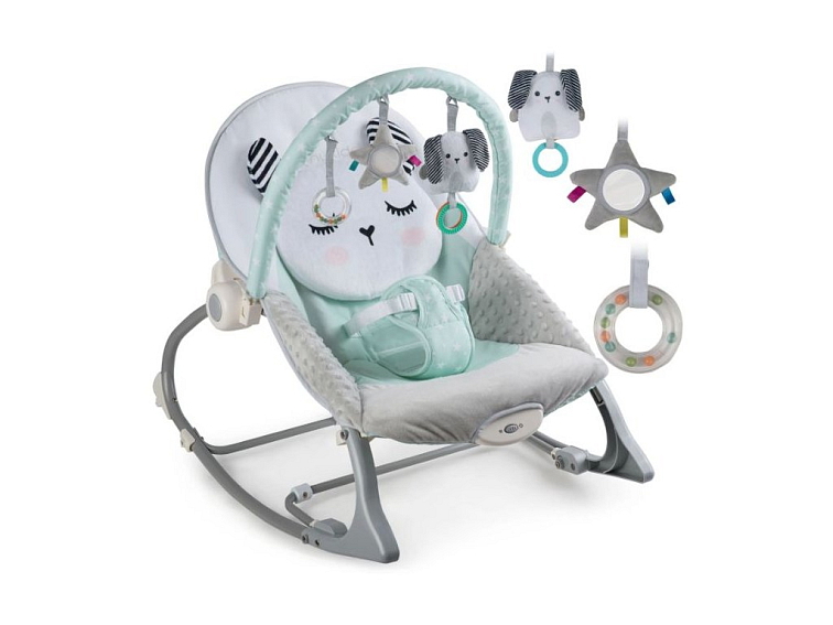 Vibrující lehátko - kojenecké lehátko a houpatka - Králíček mátový
