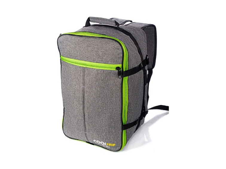 Cestovní batoh 40x30x20 příruční zavazadlo - Šedý-Zelený, vzor 02