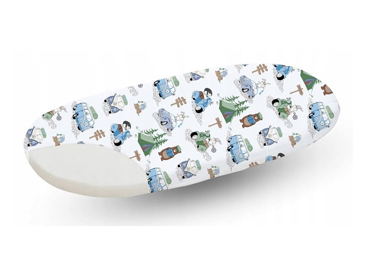 Prostěradlo do kočárku bavlněné na gumu 80x38 cm - Zvířatka v kempu