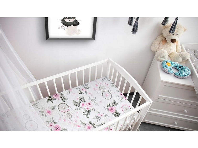 Prostěradlo do postýlky bavlněné na gumu 120x60 cm - Lapače snů