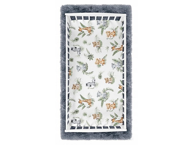 Prostěradlo do postýlky bavlněné na gumu 160x80 cm - Žirafa a přátelé