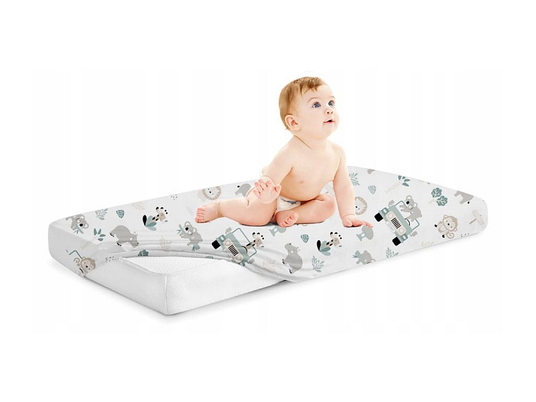 Prostěradlo do kočárku bavlněné na gumu 90x40 cm - Safari