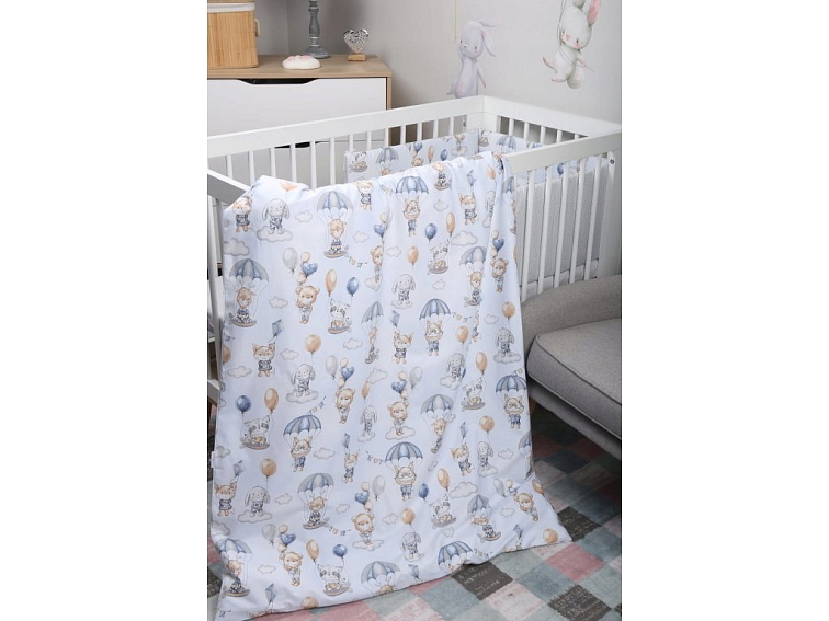 Dětské bavlněné povlečení do postýlky 120x90 cm - Medvídek s balónkem