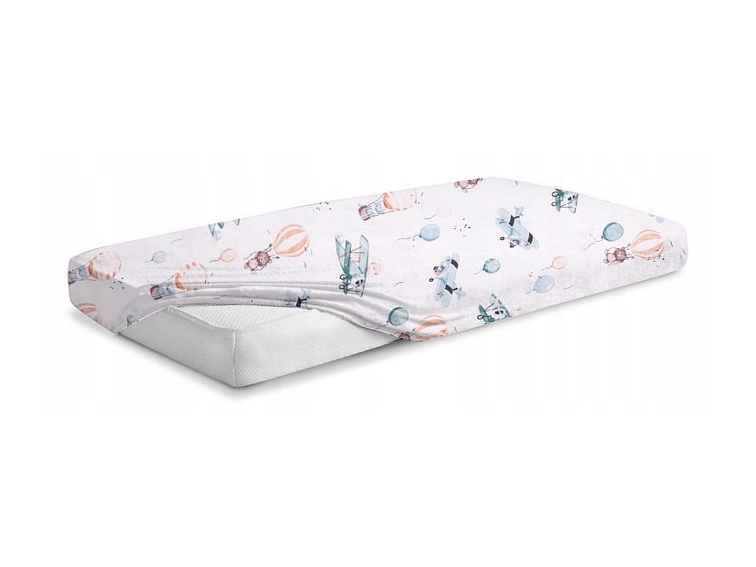 Prostěradlo do kočárku bavlněné na gumu 90x40 cm - Let balonem