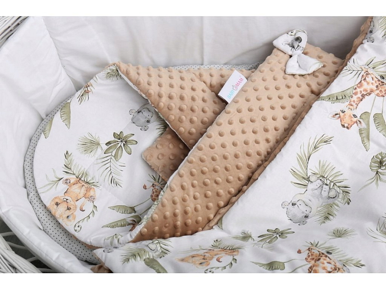 Oboustranná zavinovačka pro miminka MINKY 80x80 cm - Žirafa a přátelé