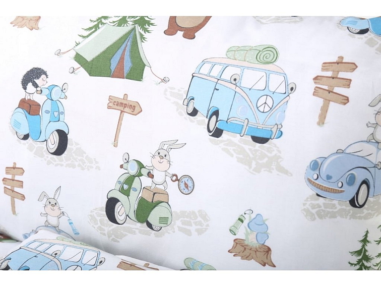 Dětské bavlněné povlečení do postýlky 135x100 cm - Zvířatka v kempu