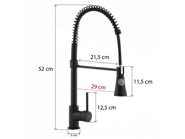 Dřezová baterie s elastickým ramenem DARMI černá