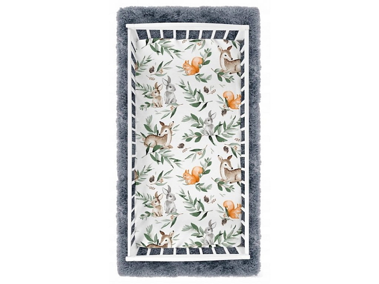 Prostěradlo do postýlky bavlněné na gumu 160x80 cm - Zelená paseka