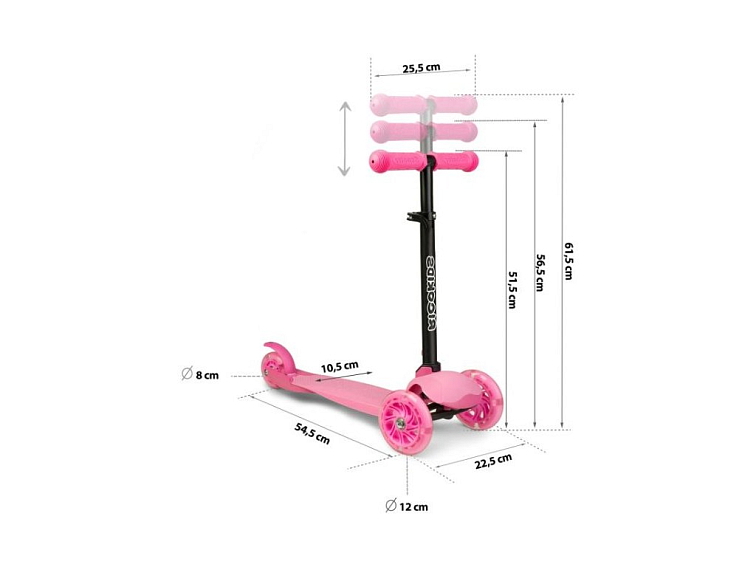 Dětská tříkolová koloběžka NAVI pudrová růžová