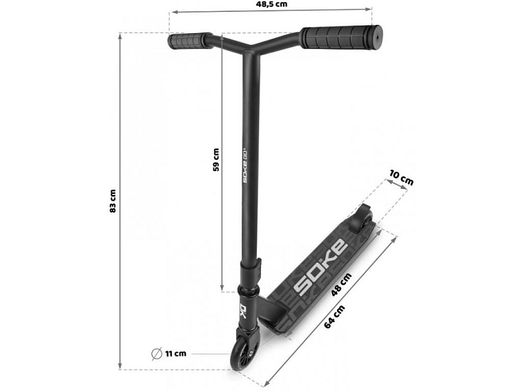 Freestylová koloběžka BARACUDA, ultra black