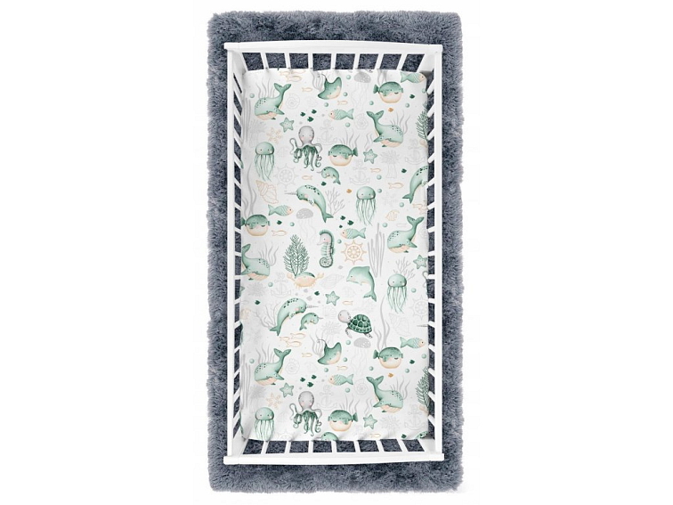 Prostěradlo do postýlky bavlněné na gumu 120x60 cm - Mořský svět