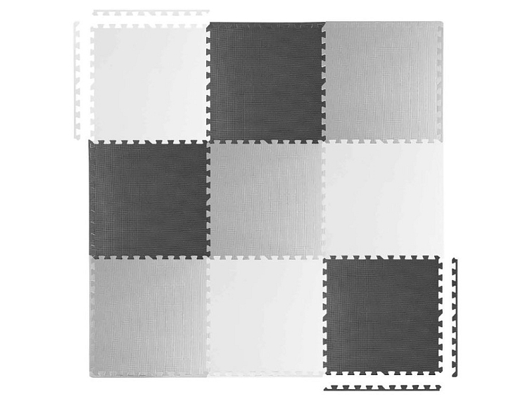Pěnové puzzle koberec 9 ks 180x180x1 cm bílo-šedo-černý