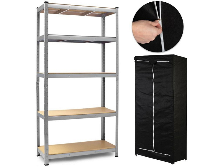 Kovový regál stříbrný 180x90x40 cm