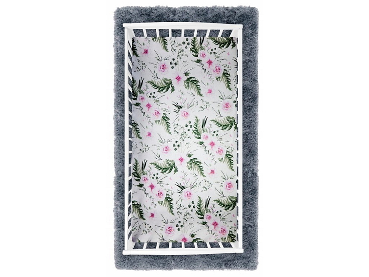 Prostěradlo do postýlky bavlněné na gumu 140x70 cm - Květy na zahradě