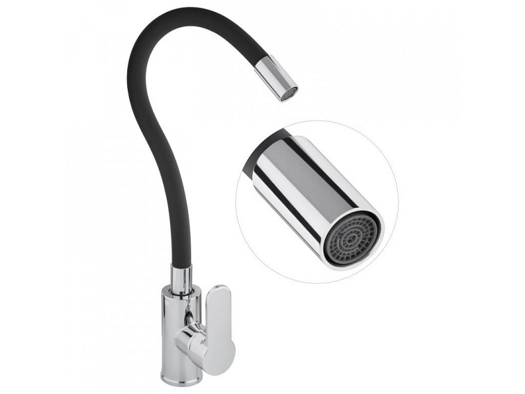 Dřezová baterie s elastickým ramenem SABA černá/chromová