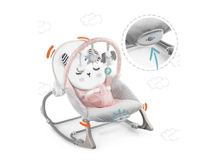 Vibrující lehátko - kojenecké lehátko - Králíček růžový