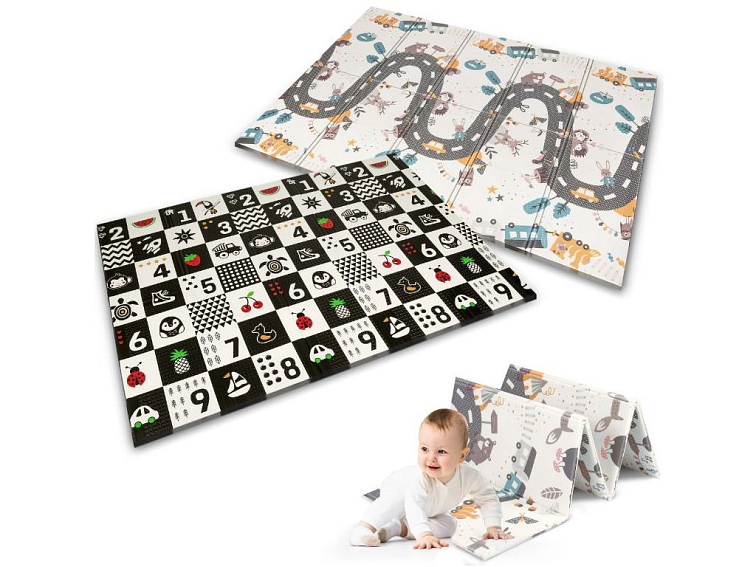 Pěnová skládací oboustranná podložka 200x150 cm ulice+čísla