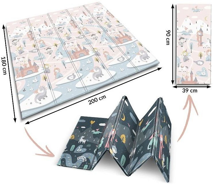 Pěnová skládací oboustranná podložka 200x180 cm pohádková říše