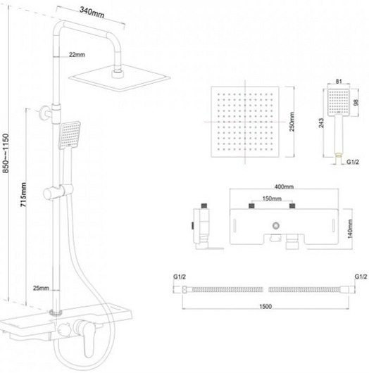 Sprchová souprava - Sprchový set VINTO - chromová