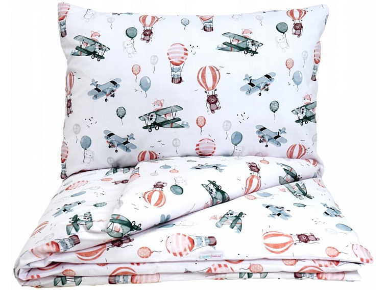 Dětské bavlněné povlečení do postýlky 120x90 cm - Let balonem