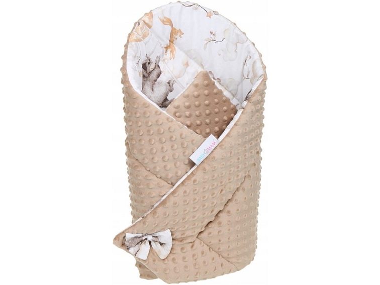 Oboustranná zavinovačka pro miminka MINKY 80x80 cm - Spící medvídek