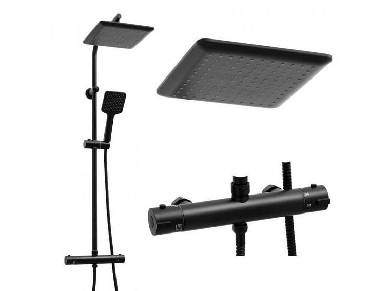 Sprchová souprava - Sprchový set LARA s termostatickou baterií - černá