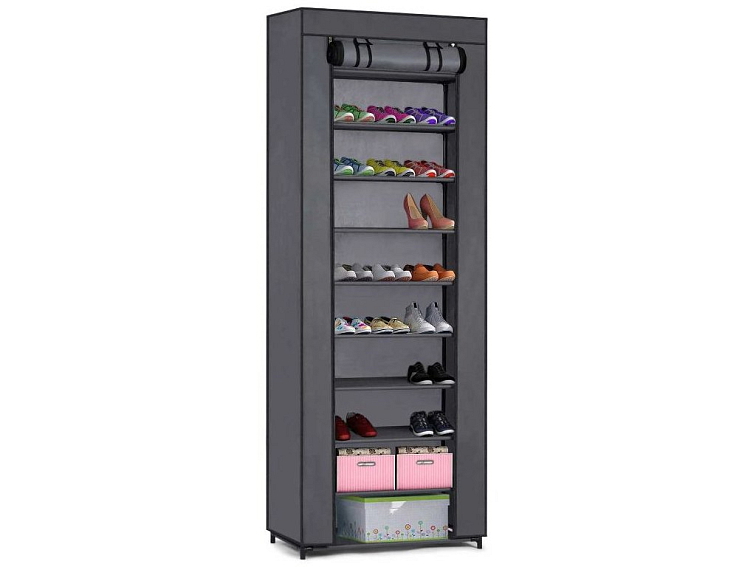 Velká textilní šatní skříň na boty 175x58x28 cm grafitová