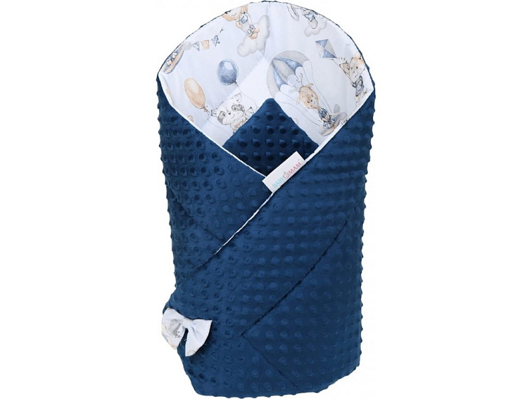 Oboustranná zavinovačka pro miminka MINKY 80x80 cm - Medvídek s balónkem