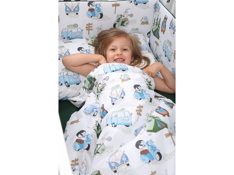 Dětské bavlněné povlečení do postýlky 120x90 cm - Zvířatka v kempu