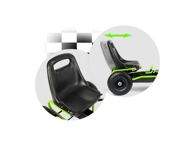 Šlapací motokára RACING GREEN s nafukovacími koly