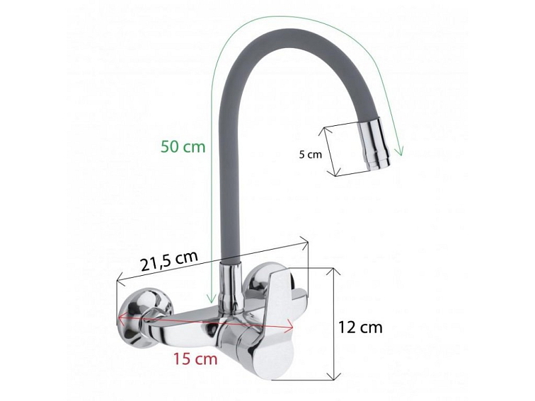 Dřezová baterie s elastickým ramenem AYRO šedá/chromová