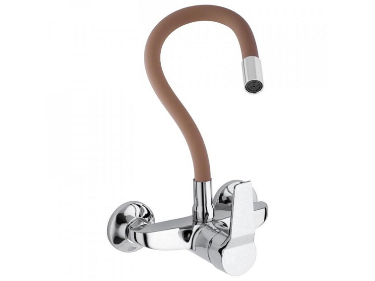 Dřezová baterie s elastickým ramenem AYRO hnědá/chromová
