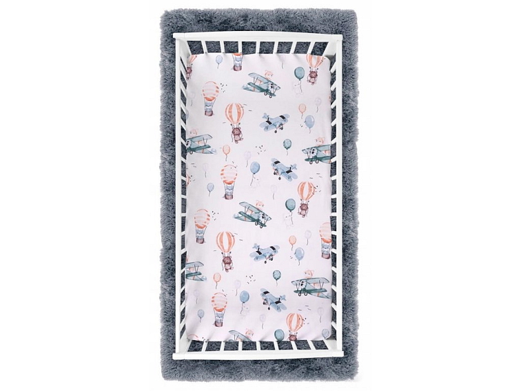 Prostěradlo do postýlky bavlněné na gumu 140x70 cm - Let balonem