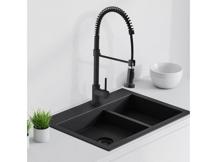 Dřezová baterie s elastickým ramenem DIANA černá