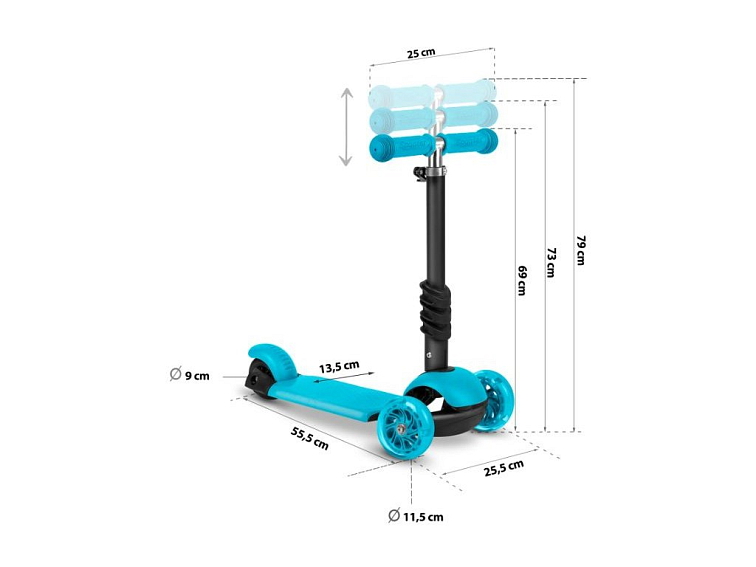 Dětská tříkolová koloběžka BERUŠKA azurová