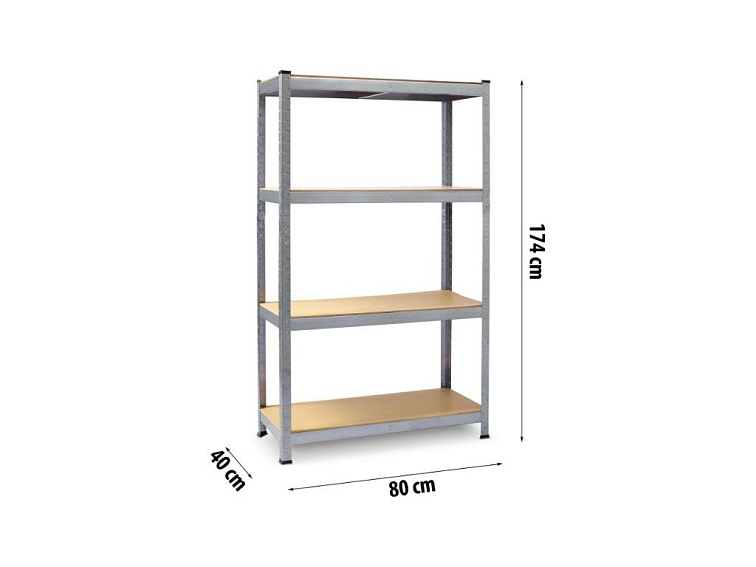 Kovový regál stříbrný 180x90x40 cm