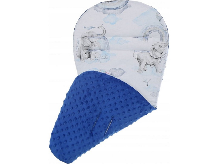 Oboustranná vložka do kočárku, autosedačky 70x35 cm - Slůně na obláčku modré