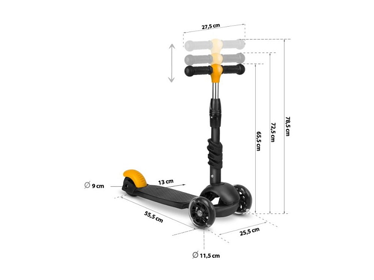 Dětská tříkolová koloběžka TORO černá