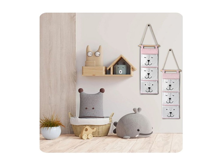 Závěsný organizér na hračky Medvídek, růžový