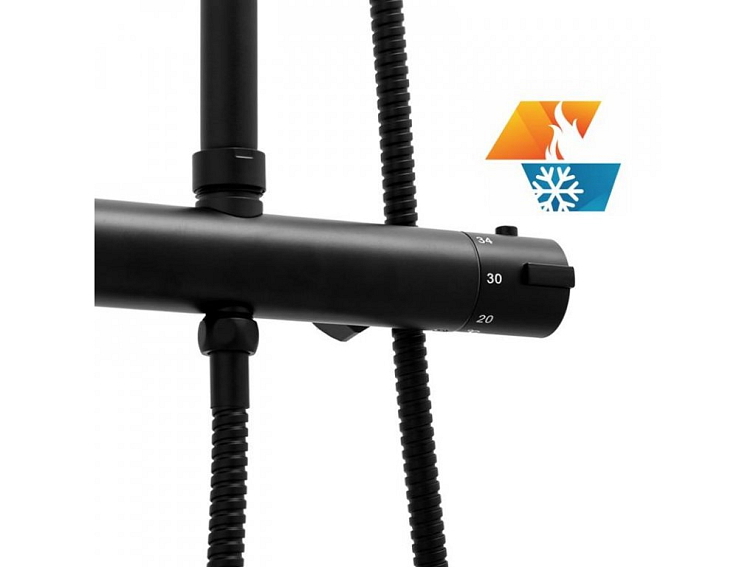 Sprchová souprava - Sprchový set LARA s termostatickou baterií - černá